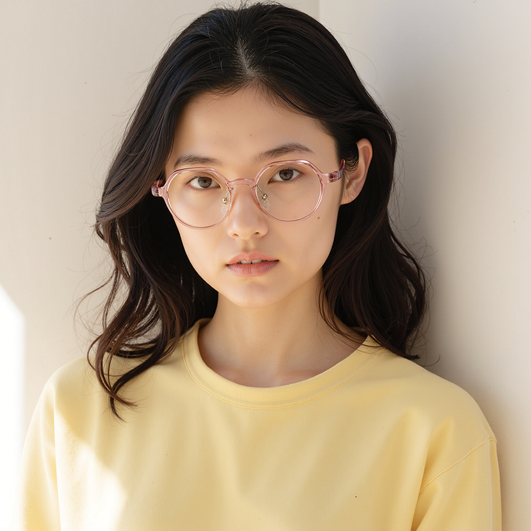 Lenskart Pink Transparent Full Rim Round left side