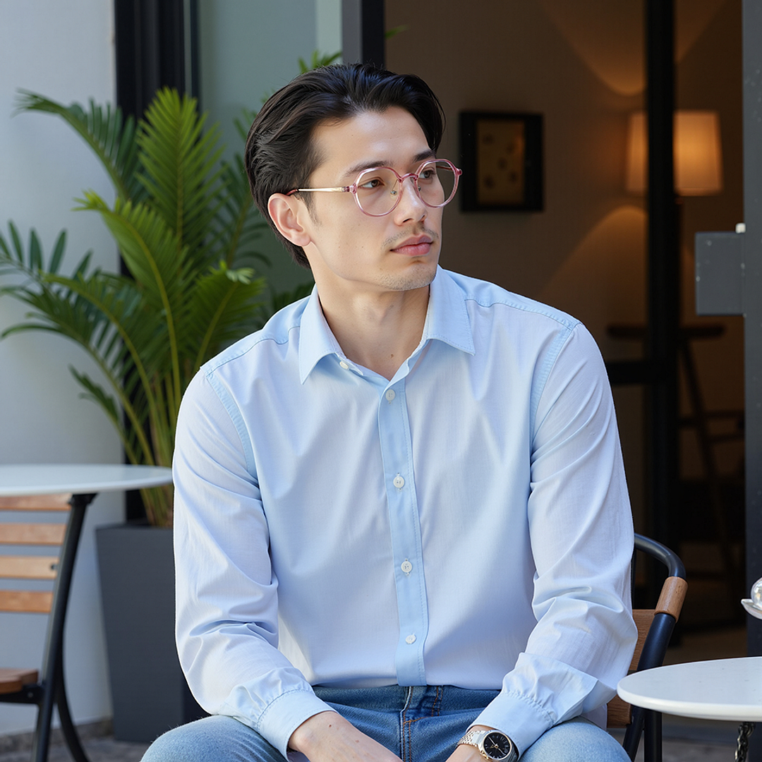 Lenskart Pink Transparent Full Rim Round left side