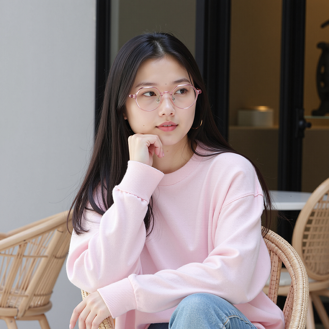 Lenskart Pink Transparent Full Rim Round right side