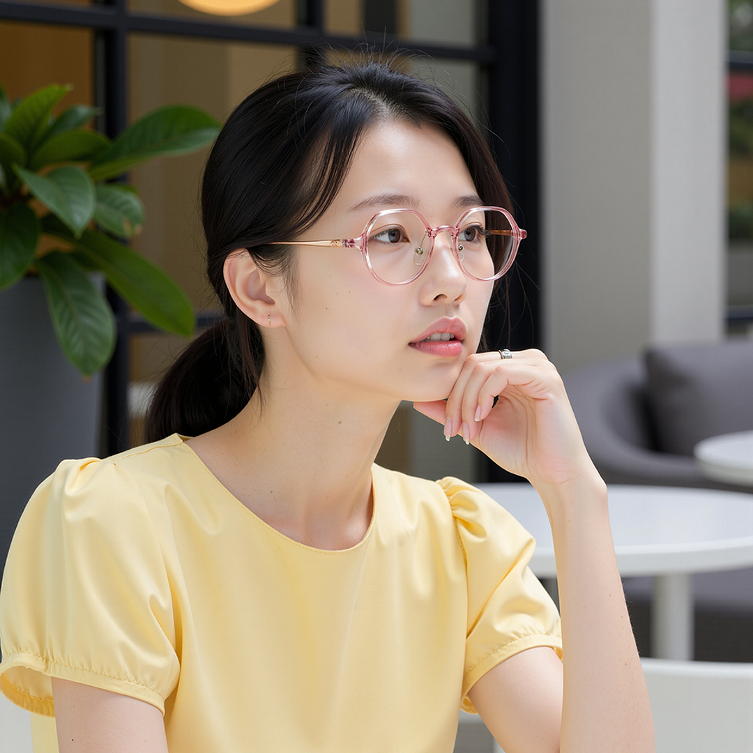 Lenskart Pink Transparent Full Rim Round right side