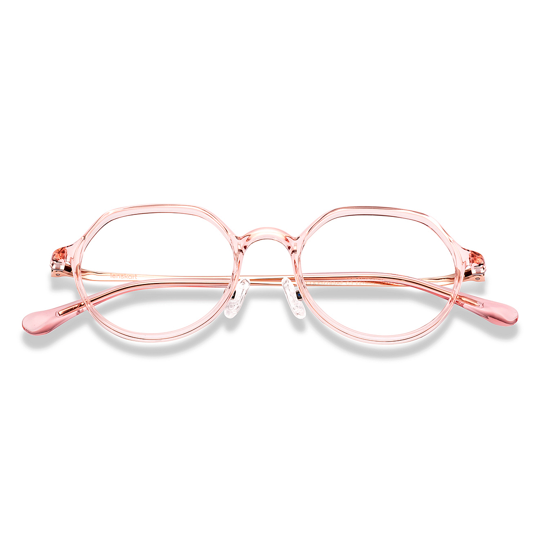 Lenskart Pink Transparent Full Rim Round left side