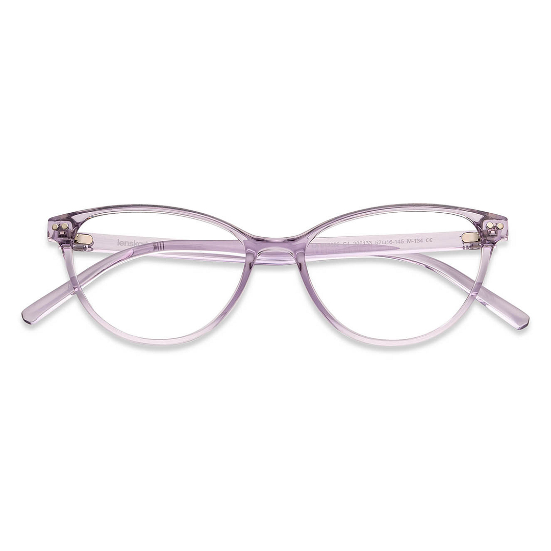 Lenskart Air Online Purple Transparent Full Rim Cat Eye left side