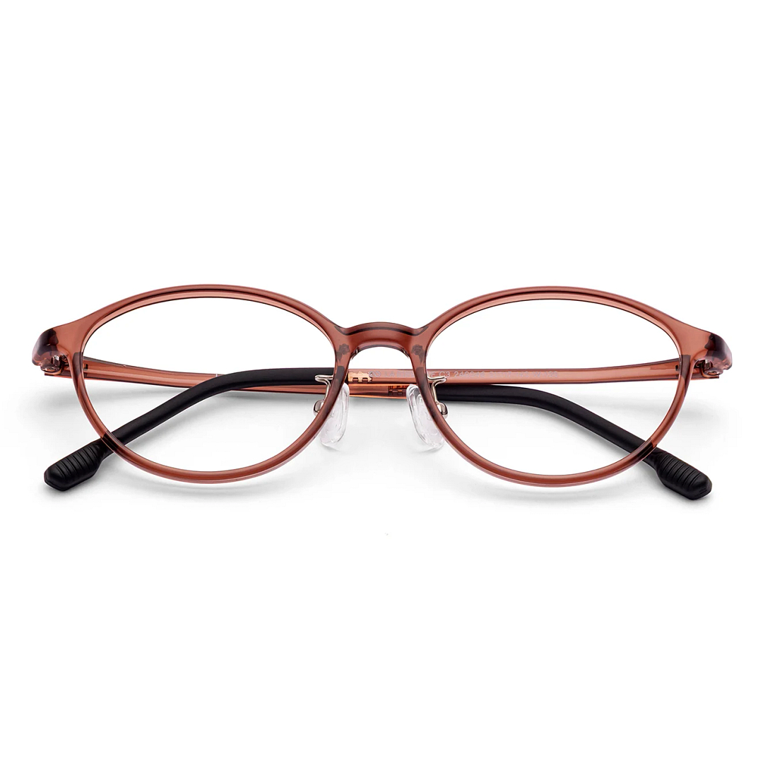 Lenskart Air Red Transparent Full Rim Oval left side