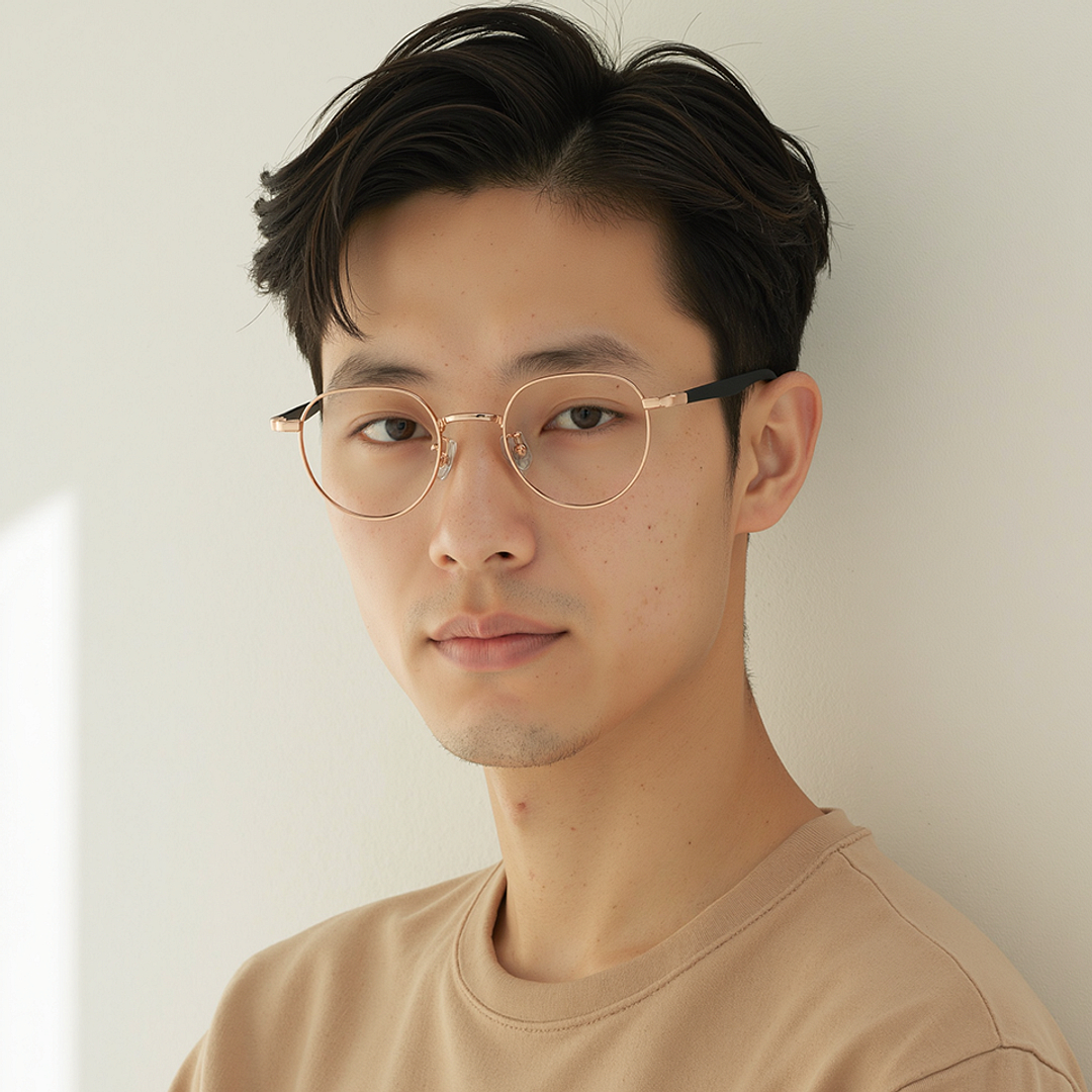 Lenskart Rose Gold Full Rim Round left side