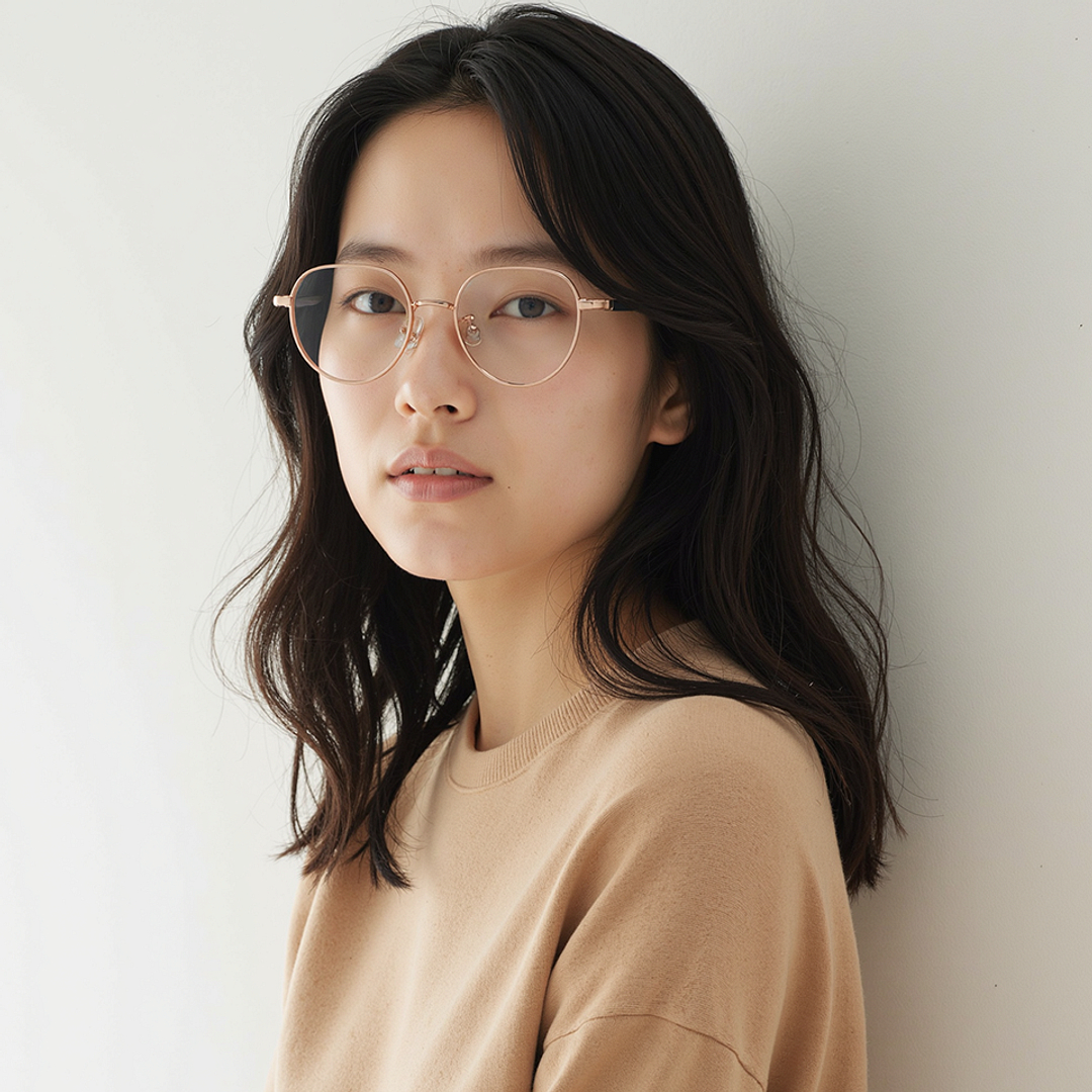 Lenskart Rose Gold Full Rim Round left side