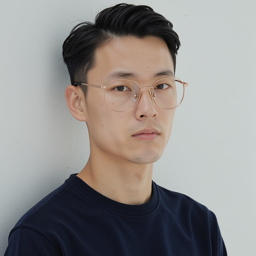 Lenskart Rose Gold Full Rim Hexagonal left side