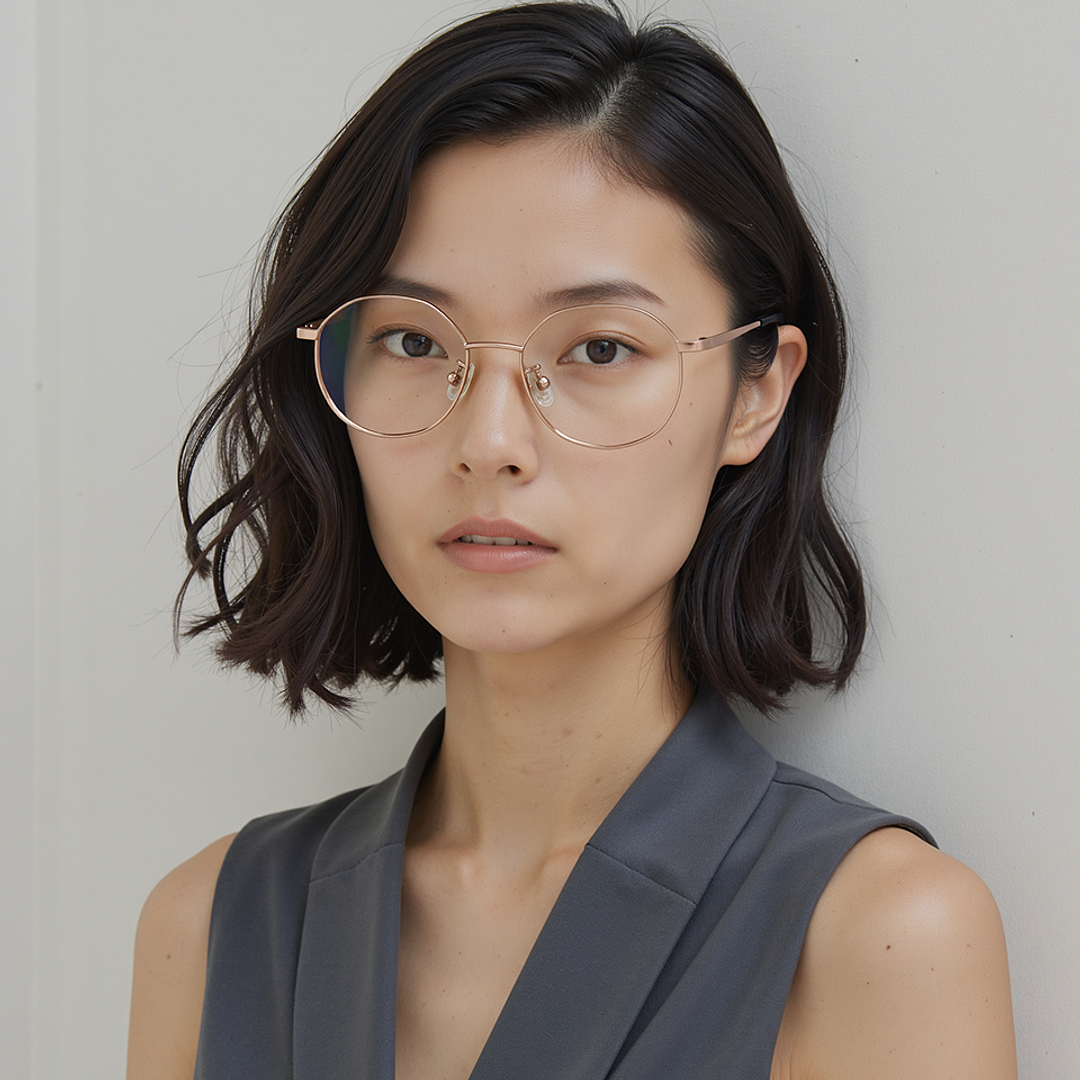 Lenskart Rose Gold Full Rim Hexagonal left side