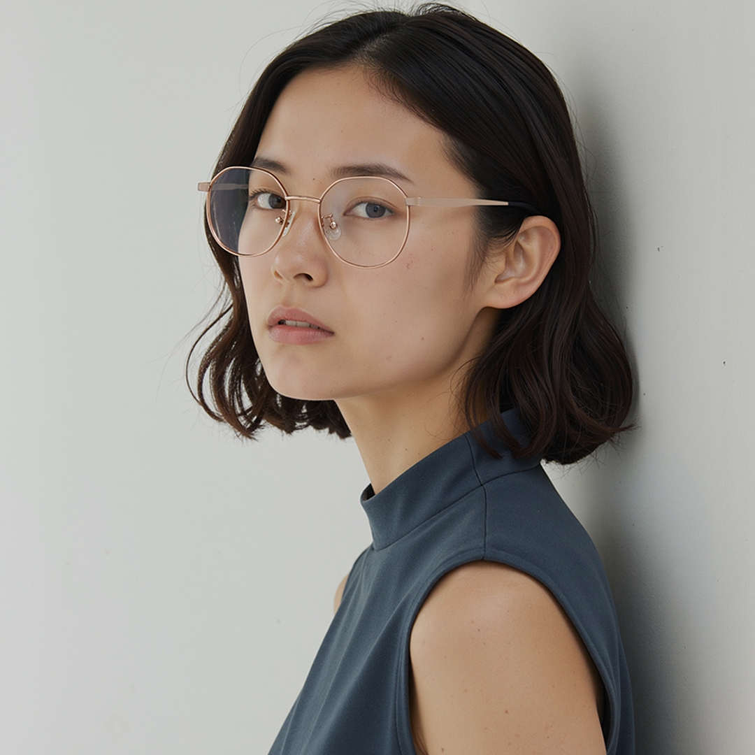 Lenskart Rose Gold Full Rim Hexagonal right side