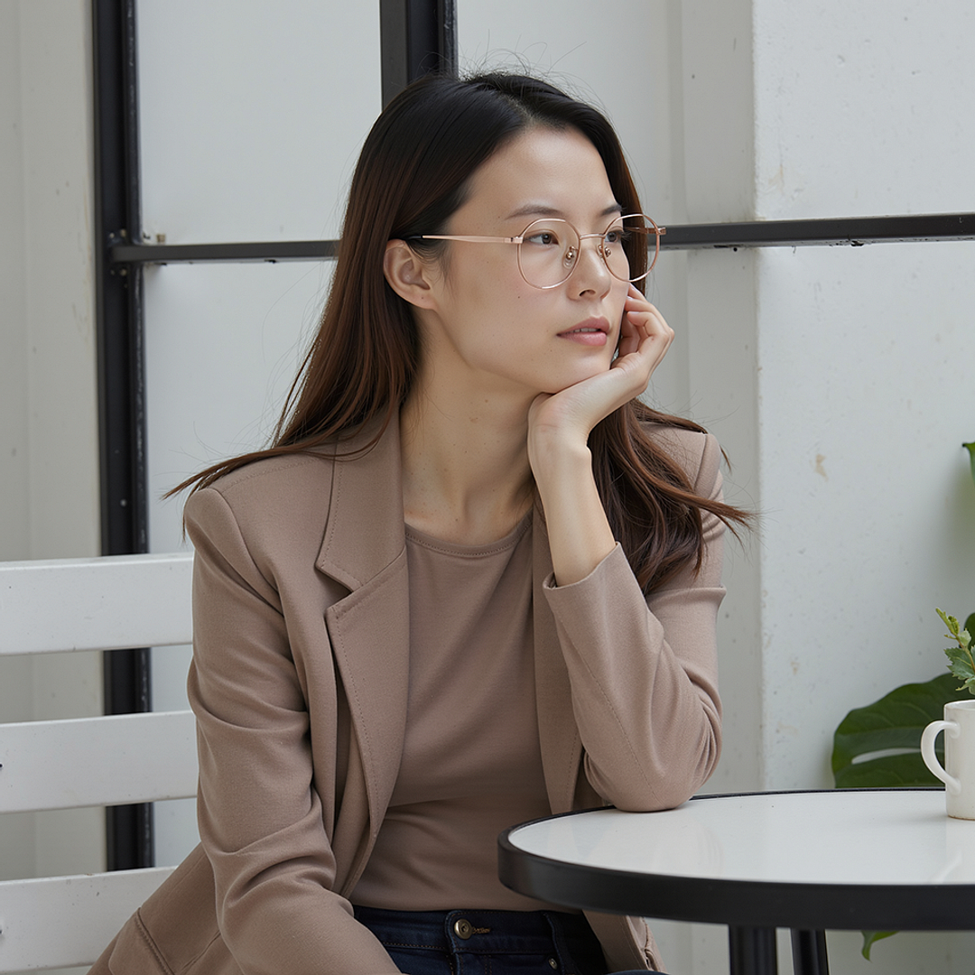 Lenskart Rose Gold Full Rim Hexagonal right side