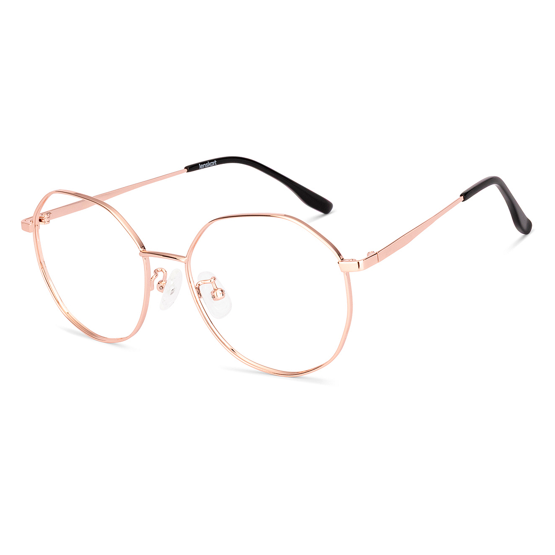 Lenskart Rose Gold Full Rim Hexagonal left side