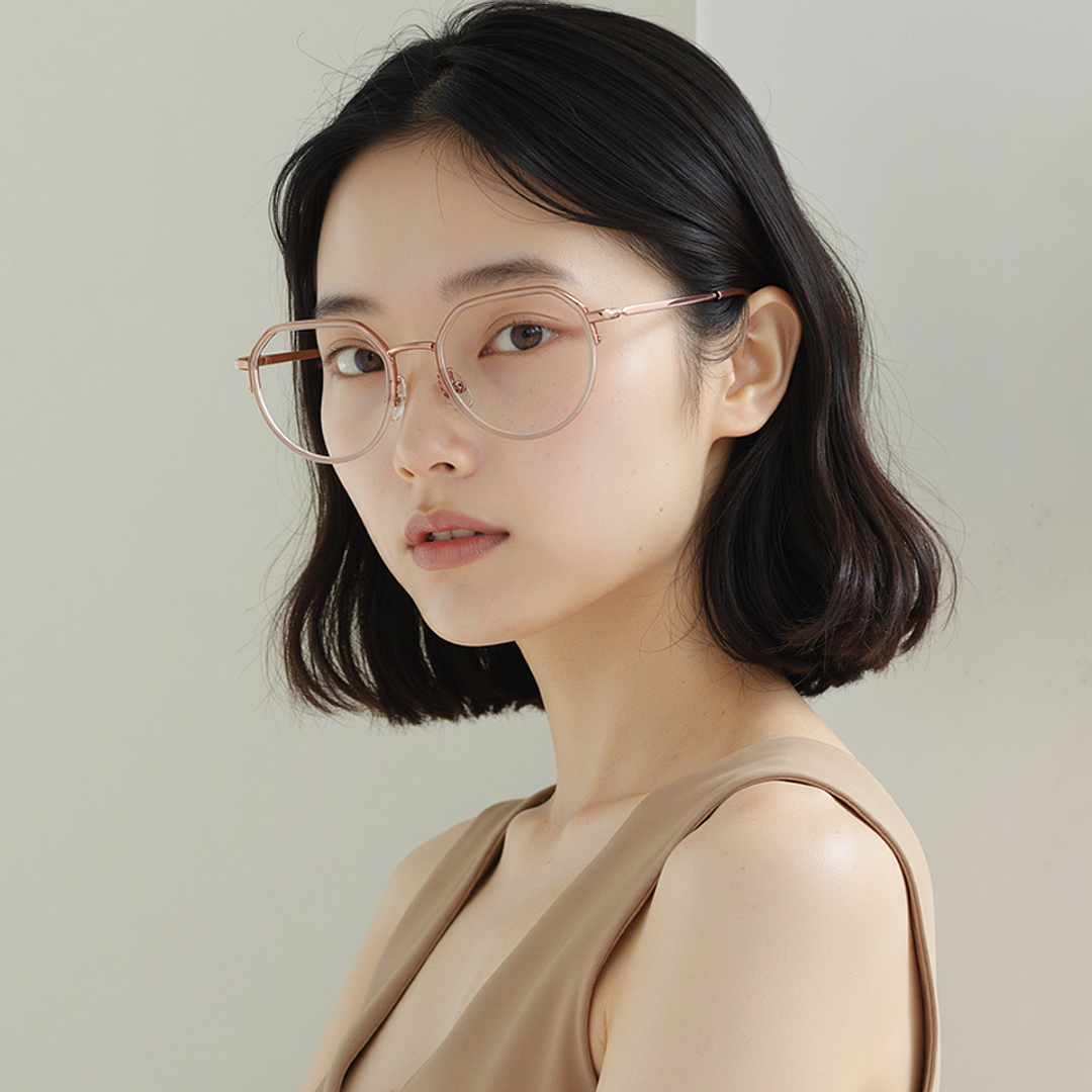 Lenskart Air Rose Gold Full Rim Round left side