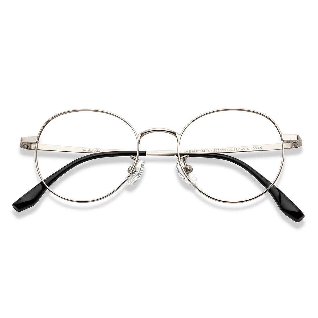Lenskart Air Silver Full Rim Round left side