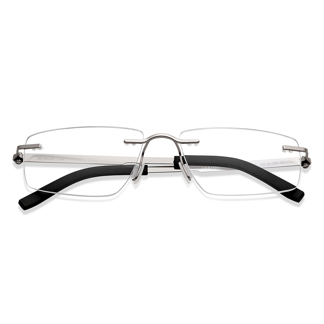 Lenskart Air Online Silver Rimless Rectangle left side