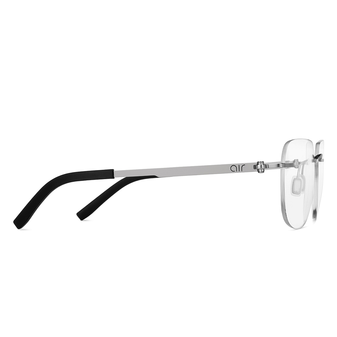 Lenskart Air Online Silver Rimless Square left side