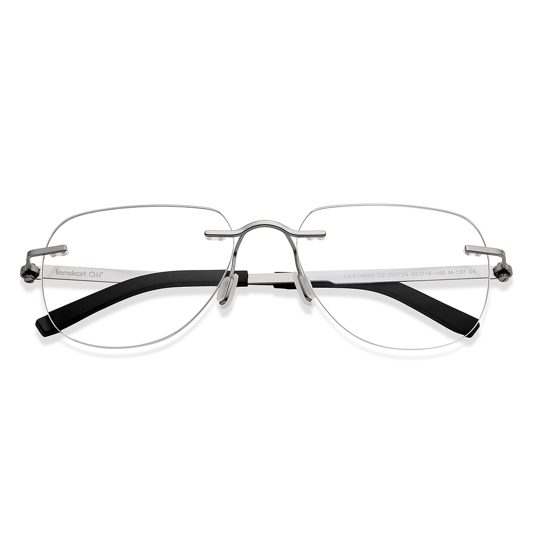 Lenskart Air Online Silver Rimless Square left side