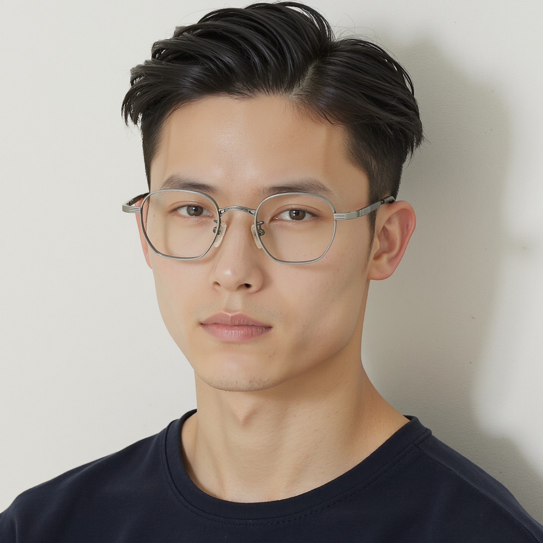 Lenskart STUDIO Silver Full Rim Geometric left side