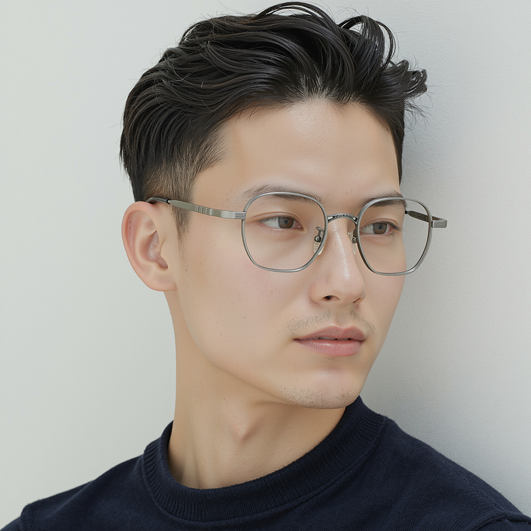 Lenskart STUDIO Silver Full Rim Geometric right side