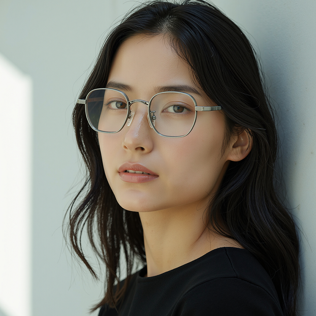 Lenskart STUDIO Silver Full Rim Geometric left side