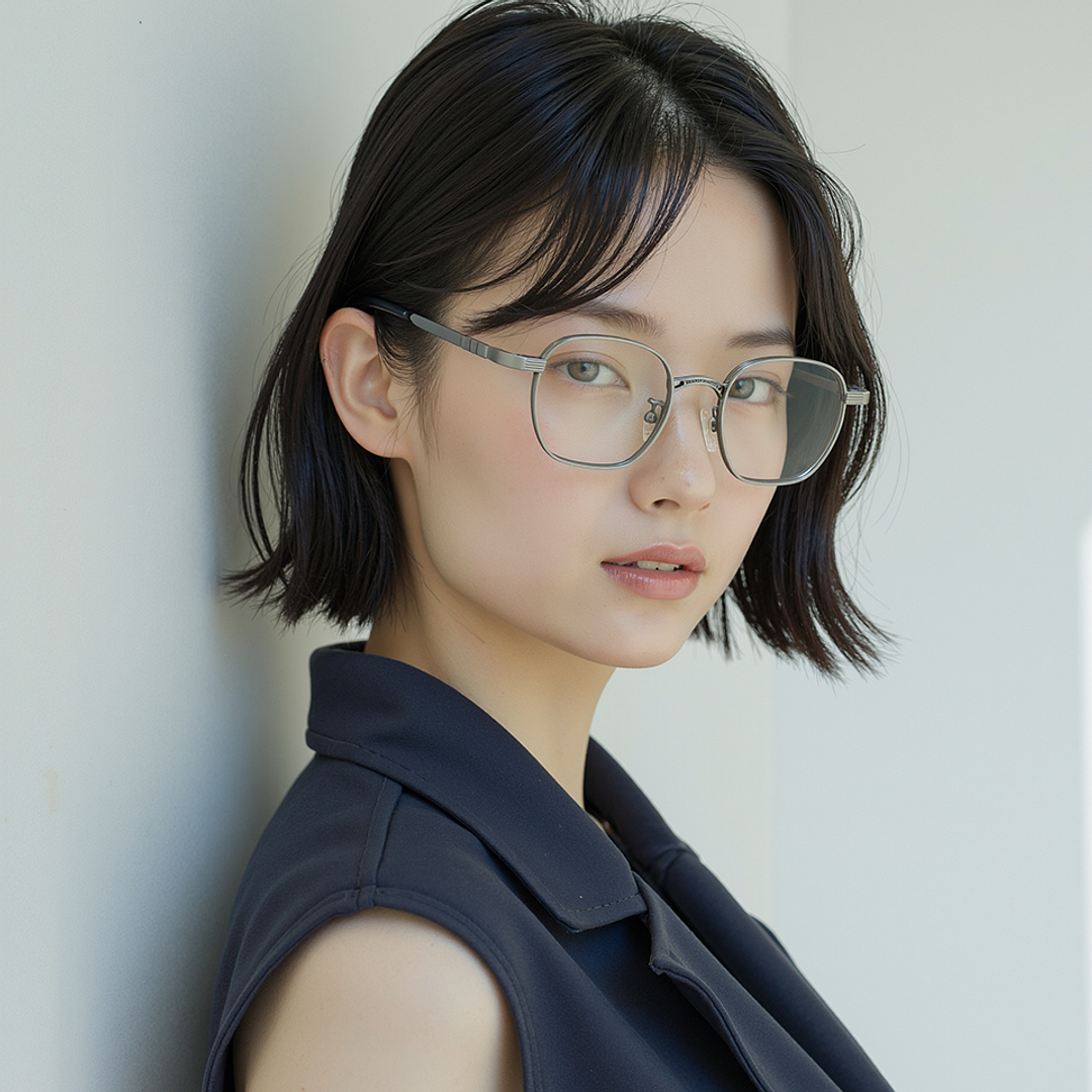 Lenskart STUDIO Silver Full Rim Geometric right side