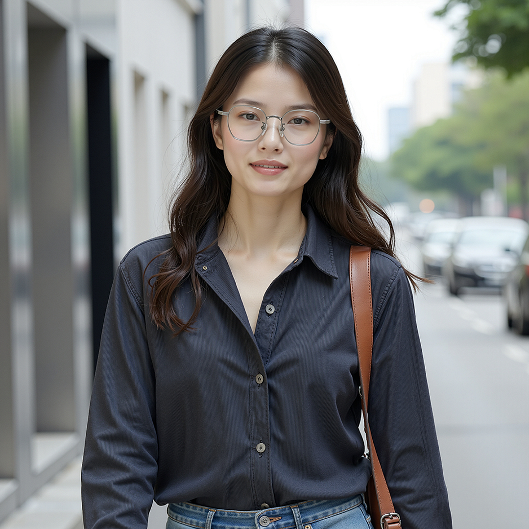 Lenskart STUDIO Silver Full Rim Geometric right side