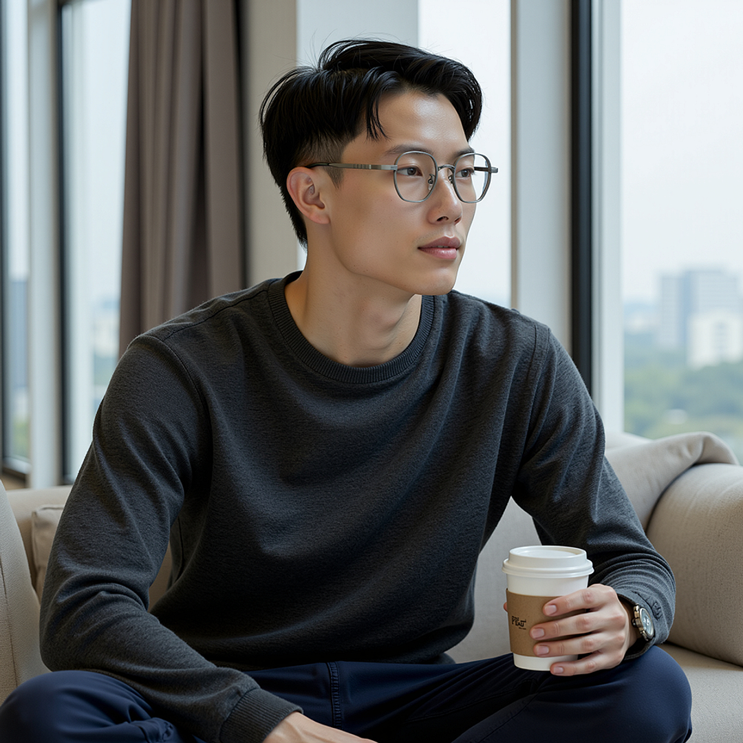 Lenskart STUDIO Silver Full Rim Geometric left side