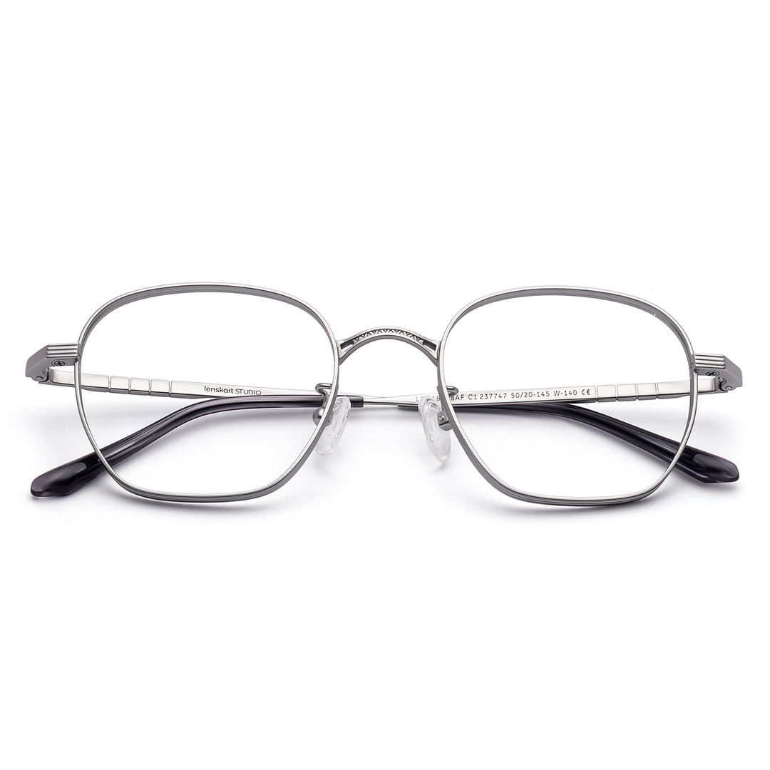 Lenskart STUDIO Silver Full Rim Geometric left side