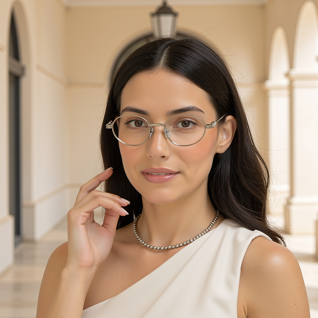 Lenskart STUDIO Silver Full Rim Oval left side