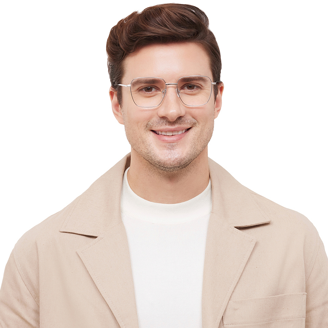 Lenskart Air Silver Full Rim Square left side