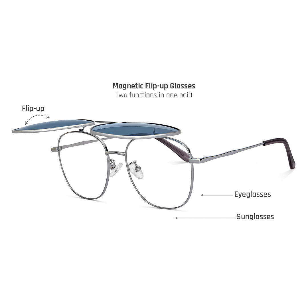 Lenskart Air Silver Full Rim Aviator left side