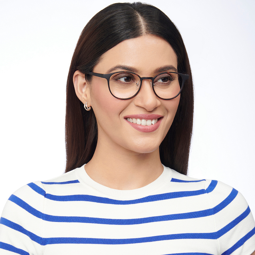 Lenskart Air LA Light Brown Full Rim Round left side