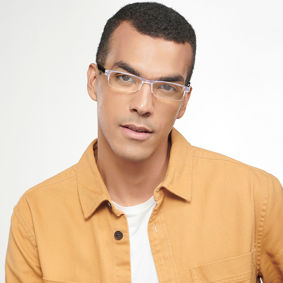 LENSKART BLU READERS Transparent Black Half Rim Rectangle LENSKART BLU READERS LR E13968 Only for 2 25 Prefitted Powers right side