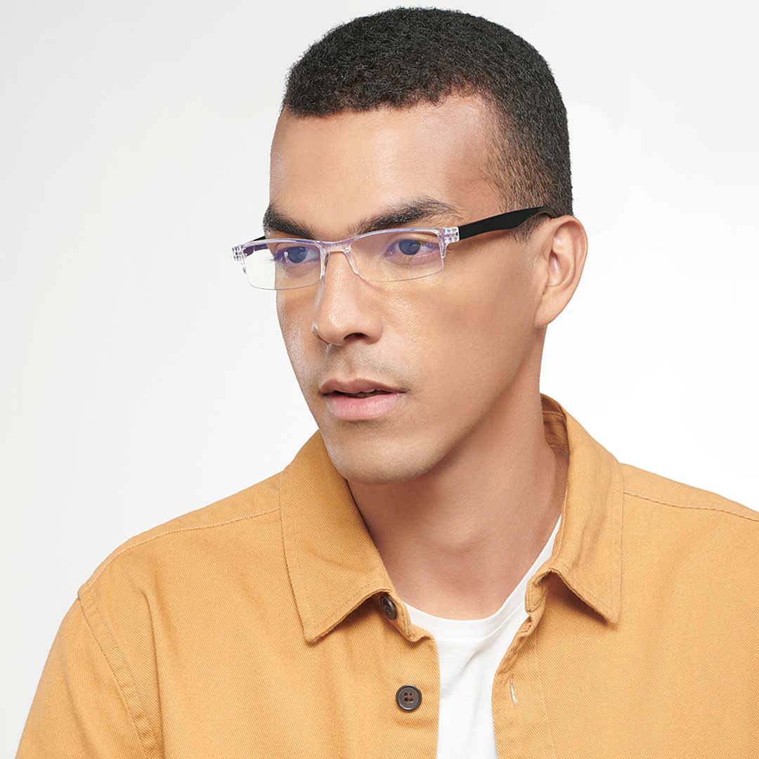 LENSKART BLU READERS Transparent Black Half Rim Rectangle LENSKART BLU READERS LR E13968 Only for 1 5 Prefitted Powers left side