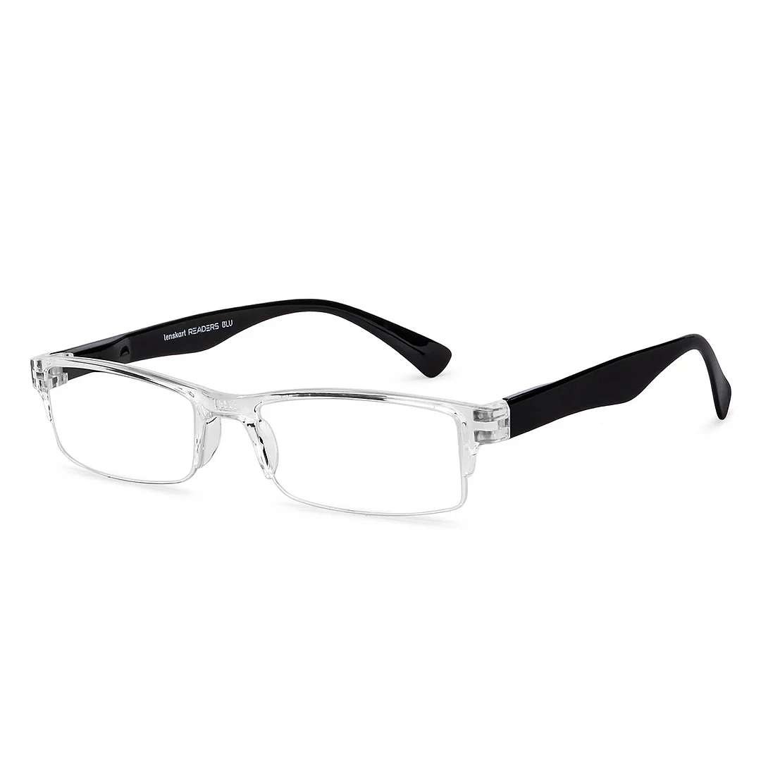 LENSKART BLU READERS Transparent Black Half Rim Rectangle LENSKART BLU READERS LR E13968 Only for 3 Prefitted Powers left side
