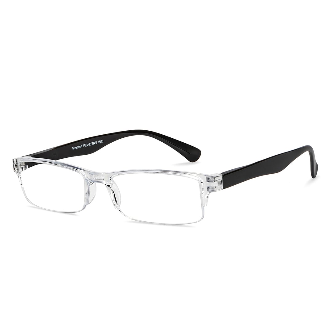 LENSKART BLU READERS Transparent Black Half Rim Rectangle LENSKART BLU READERS LR E13968 Only for 2 Prefitted Powers left side