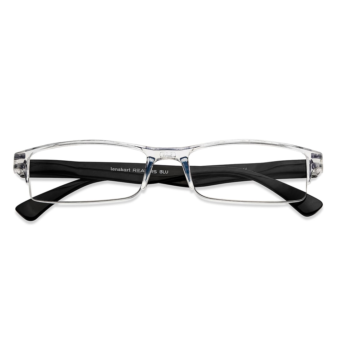 LENSKART BLU READERS Transparent Black Half Rim Rectangle LENSKART BLU READERS LR E13968 Only for 2 Prefitted Powers left side
