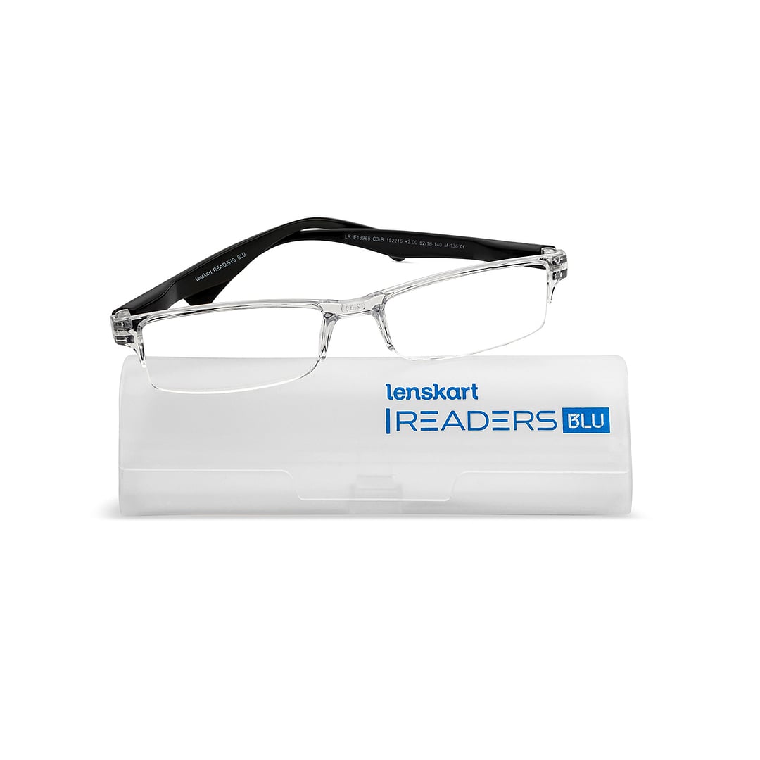 LENSKART BLU READERS Transparent Black Half Rim Rectangle LENSKART BLU READERS LR E13968 Only for 2 Prefitted Powers right side