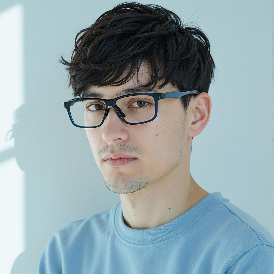 Lenskart Blue Transparent Full Rim Rectangle left side