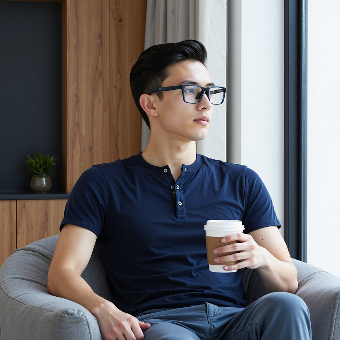 Lenskart Blue Transparent Full Rim Rectangle left side