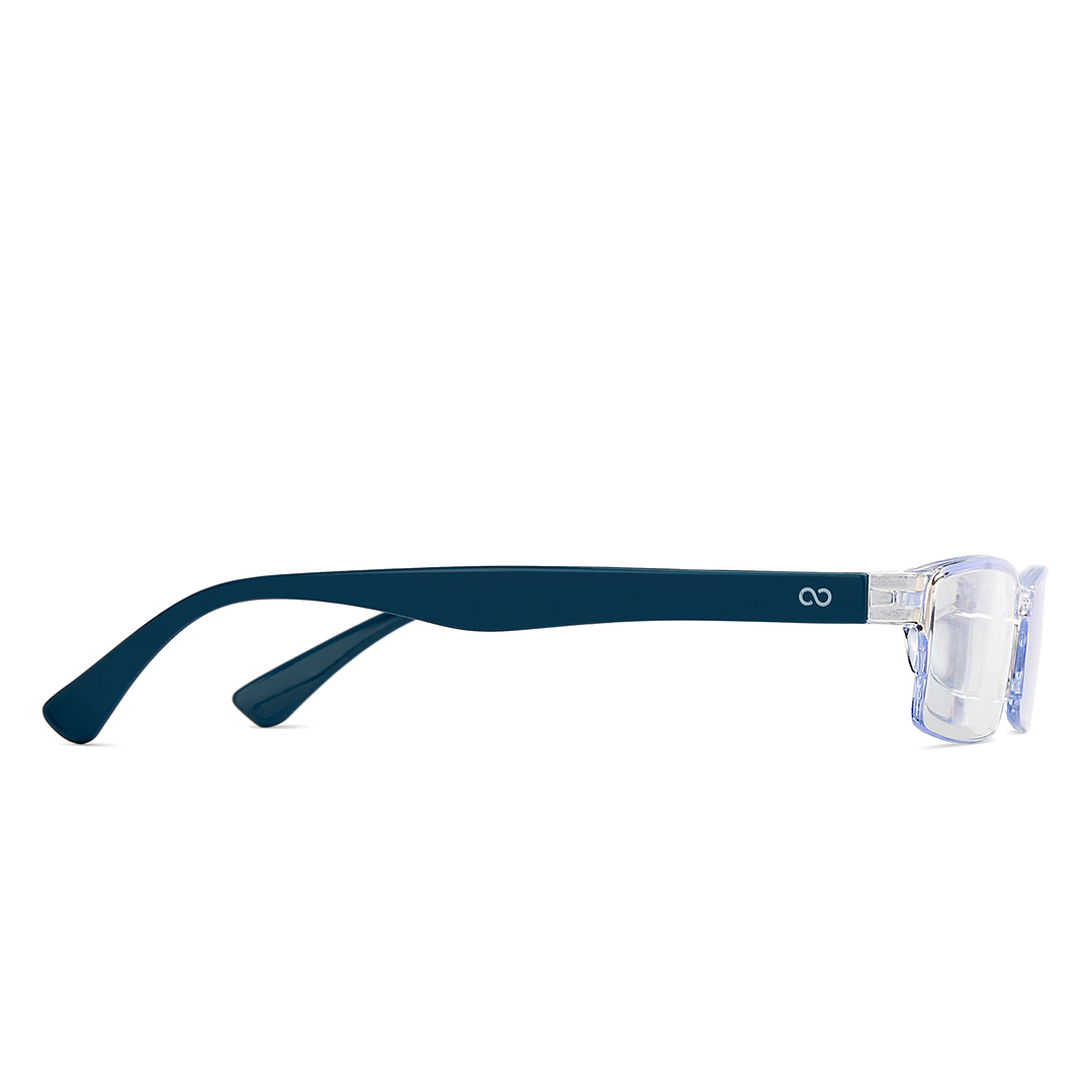LENSKART BLU READERS Transparent Navy Blue Half Rim Rectangle LENSKART BLU READERS LR E13968 Only for 2 5 Prefitted Powers left side