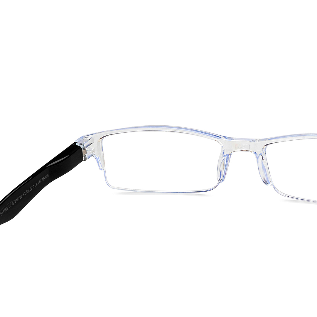 LENSKART BLU READERS Transparent Navy Blue Half Rim Rectangle LENSKART BLU READERS LR E13968 Only for 2 5 Prefitted Powers left side
