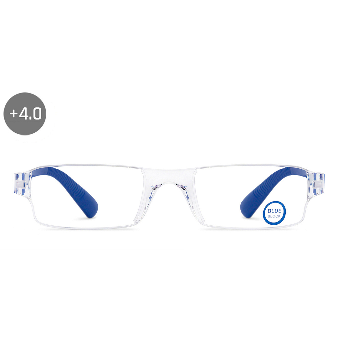 Lenskart READERS Transparent Navy Blue Rimless Rectangle Lenskart READERS VC E11335 Only for 4 Prefitted Powers left side