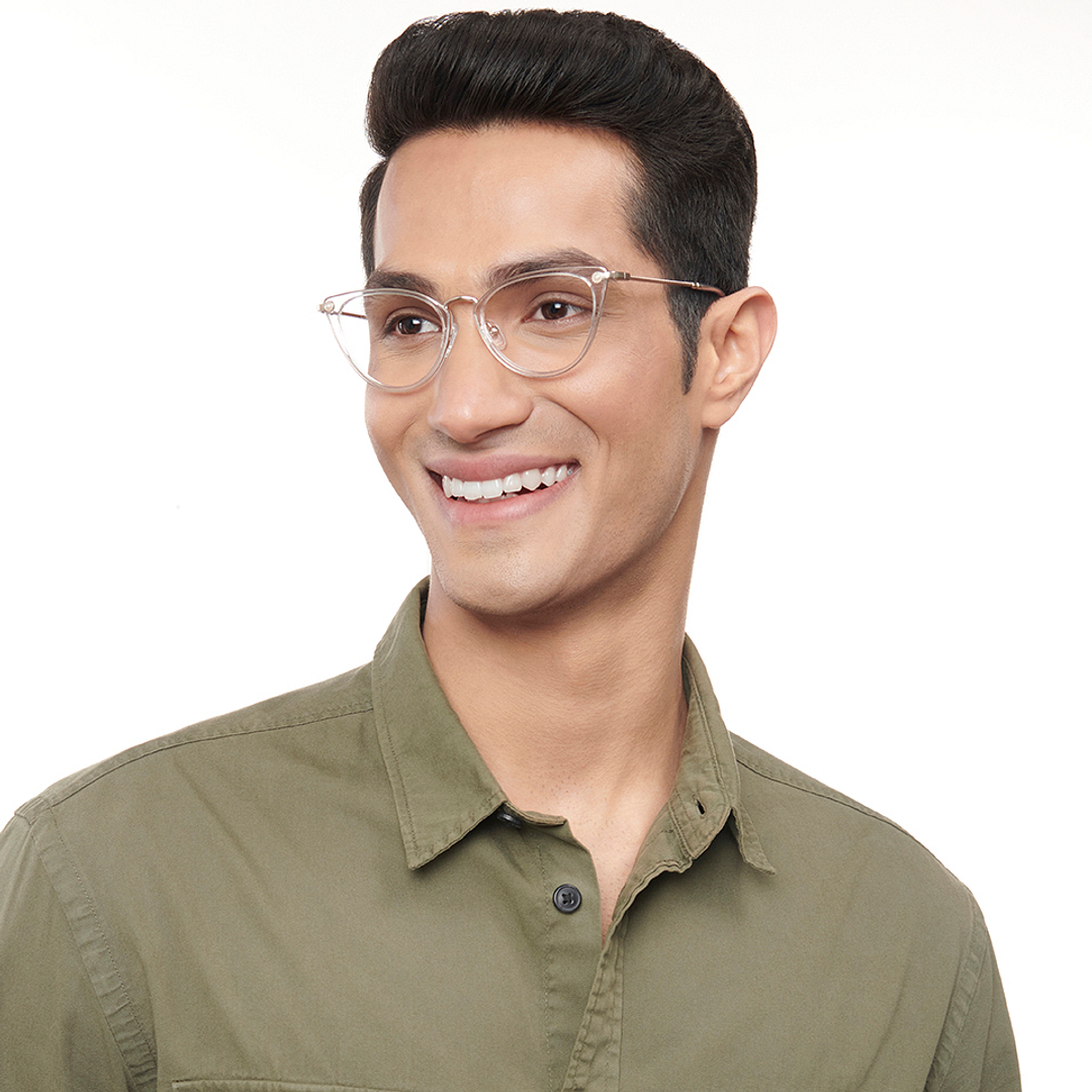 Lenskart Studio Online Crystal Transparent Full Rim Cat Eye left side