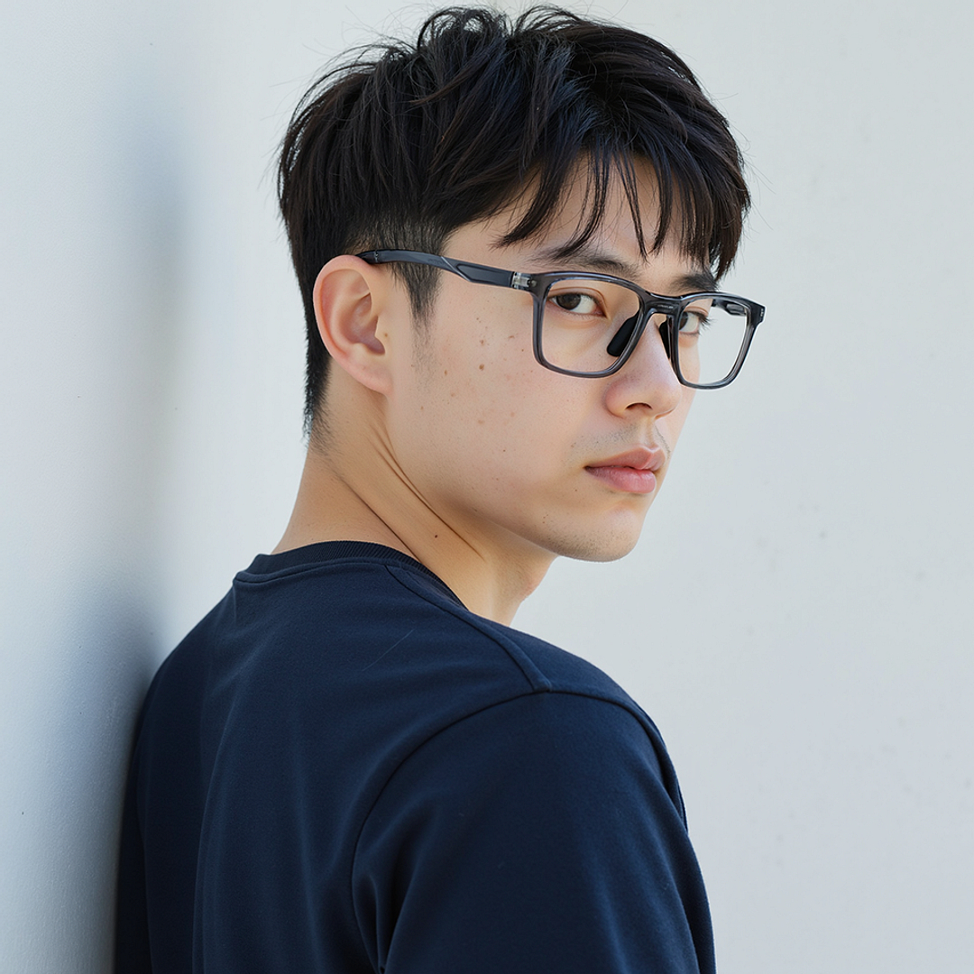 Lenskart Gray Transparent Full Rim Rectangle left side