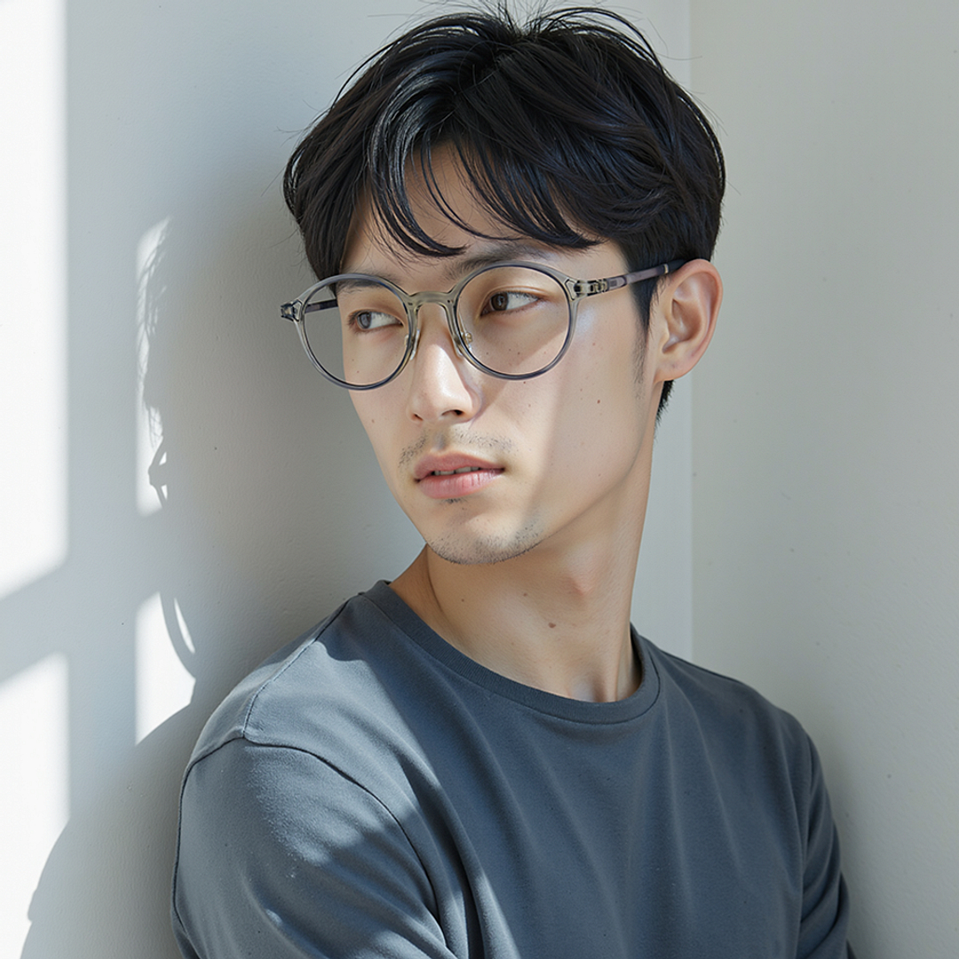 Lenskart Air Gray Transparent Full Rim Round right side