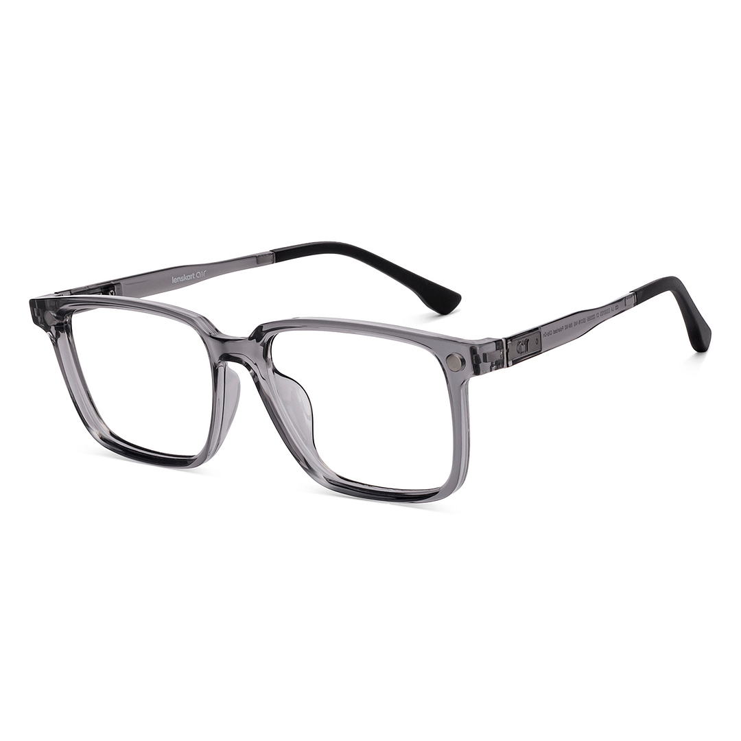 Transparent Grey Brown Full Rim Square Lenskart Air Switch LA
