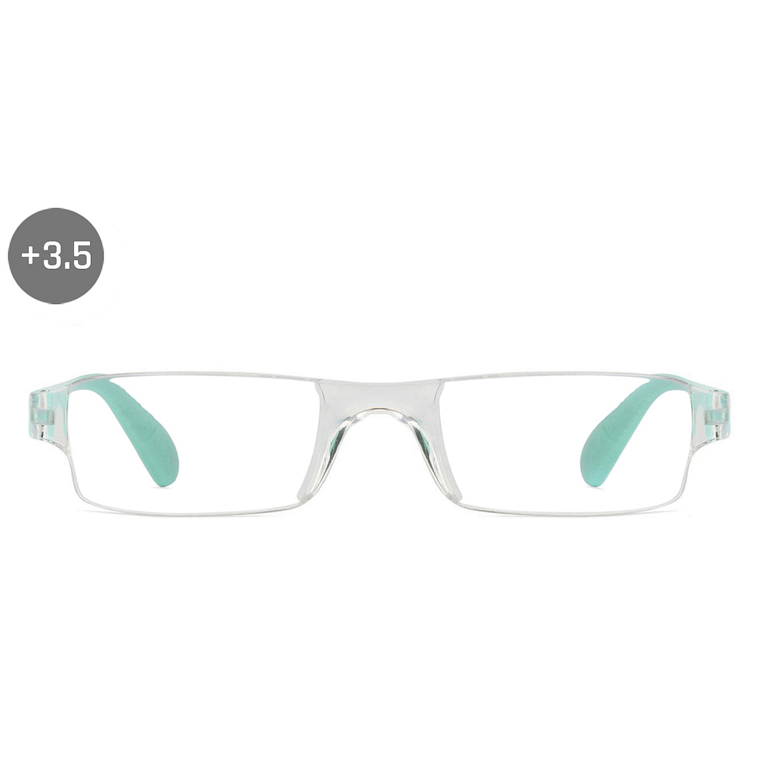 LENSKART BLU READERS Transparent Sky Blue Rimless Rectangle LENSKART BLU READERS VC E11335 Only for 3 5 Prefitted Powers left side