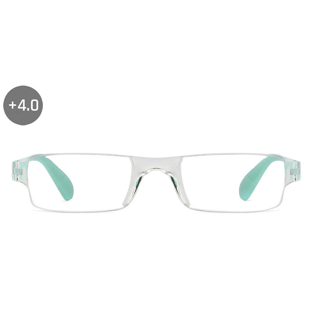 LENSKART BLU READERS Transparent Sky Blue Rimless Rectangle LENSKART BLU READERS VC E11335 Only for 4 Prefitted Powers left side