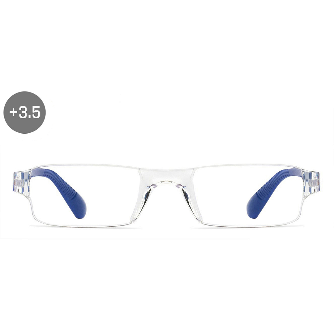 LENSKART BLU READERS Transparent Navy Blue Rimless Rectangle LENSKART BLU READERS VC E11335 Only for 3 5 Prefitted Powers left side