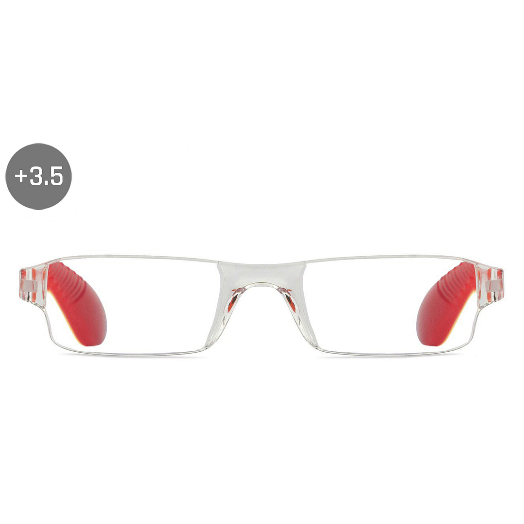 LENSKART BLU READERS Transparent Red Rimless Rectangle LENSKART BLU READERS VC E11335 Only for 3 5 Prefitted Powers left side