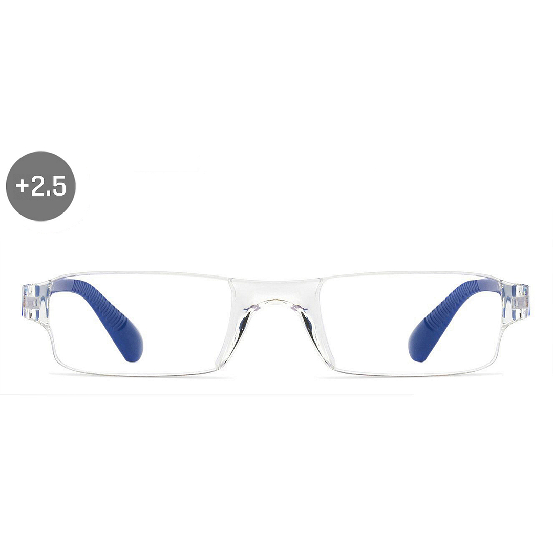 LENSKART BLU READERS Transparent Navy Blue Rimless Rectangle LENSKART BLU READERS VC E11335 Only for 2 5 Prefitted Powers left side